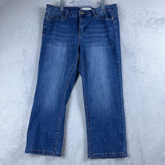 Anne Klein Jeans Slim Capri Straight Leg Denim Stretch Womens Blue Size 12 - Picture 1 of 12
